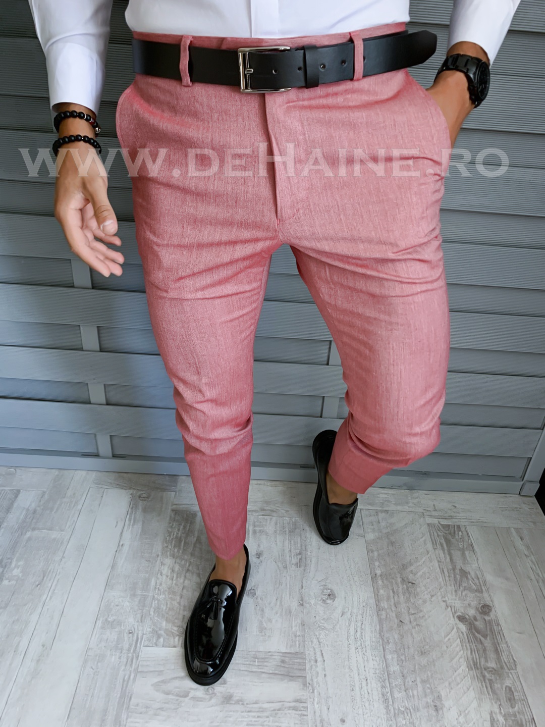 Pantaloni barbati eleganti roz B1804 O2-4.3