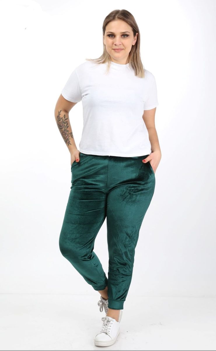 Pantaloni batal din catifea groasa, verzi