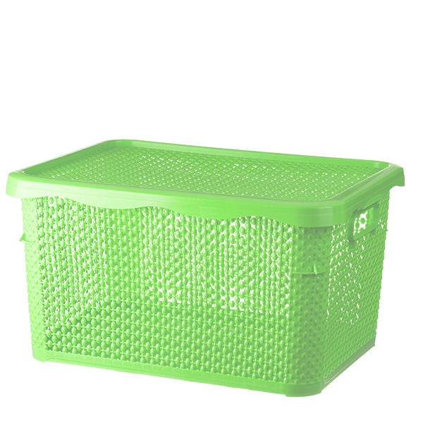 Cutie depozitare cu capac, verde, dimensiune 52x34x22.5 cm, 40 L