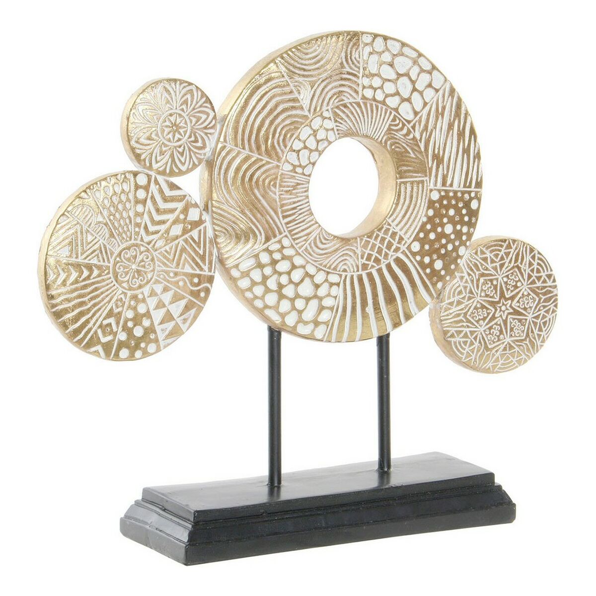 Figură Decorativă DKD Home Decor Cercuri Auriu* Metal Rășină (35 x 9 x 30.6 cm)