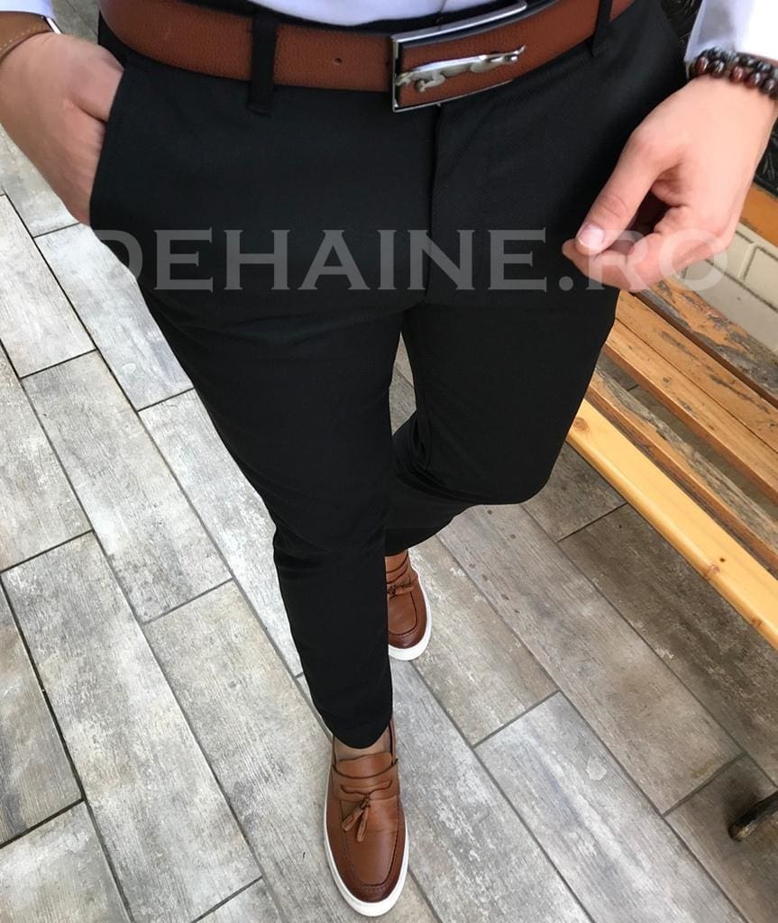 Pantaloni barbati eleganti negri ZR A8270 B-4